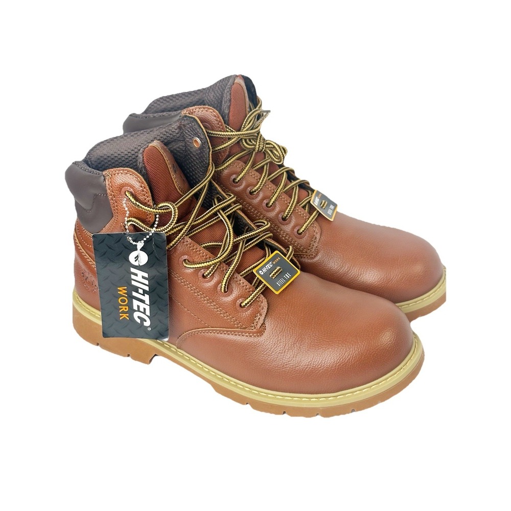 New Hi-Tec X-T Steel Toe Work Boots Mens Tan Waterproof Slip Resistant Size 10